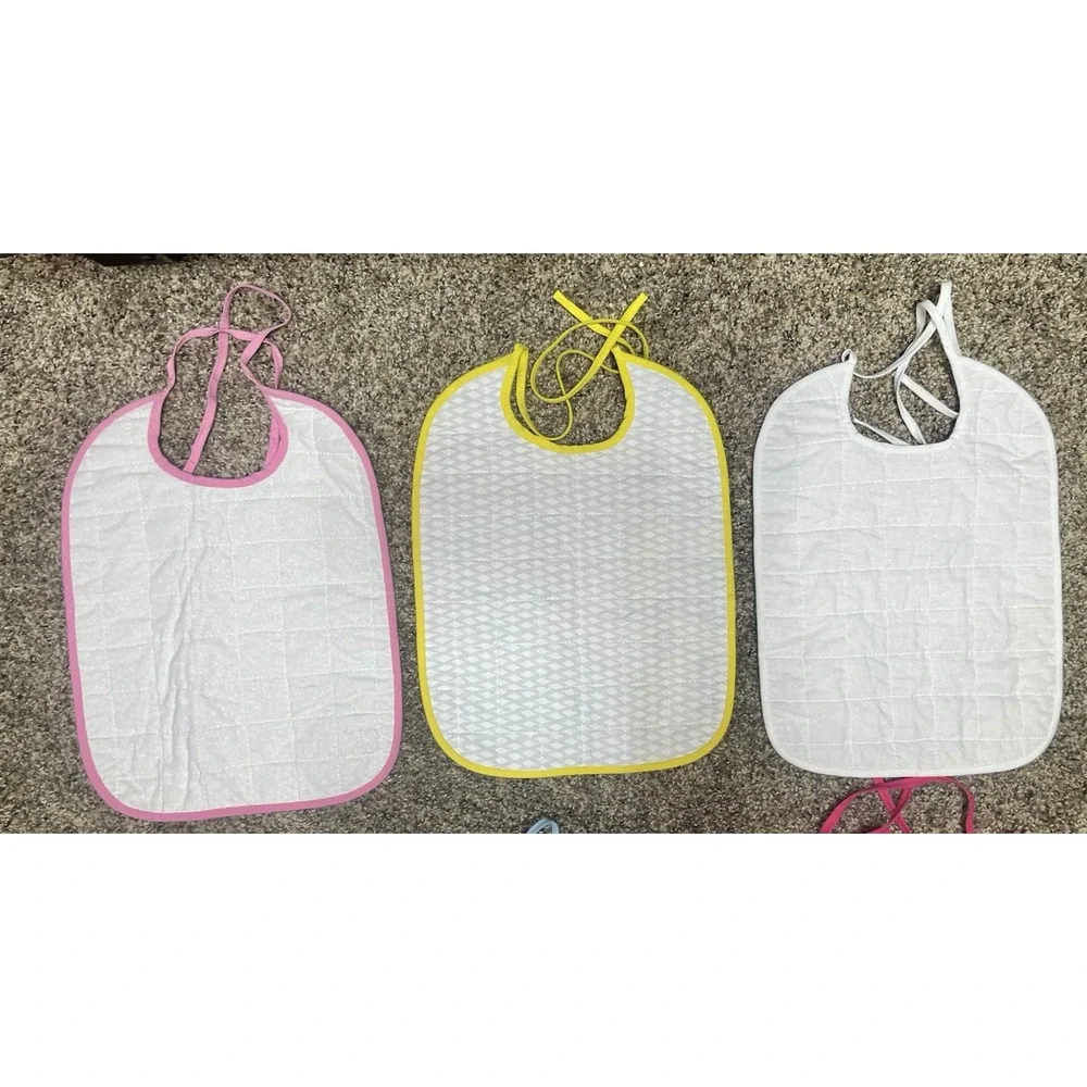 Lot Of 6 Quilted Handmade Bibs Girly Theme‎ Large Size 12